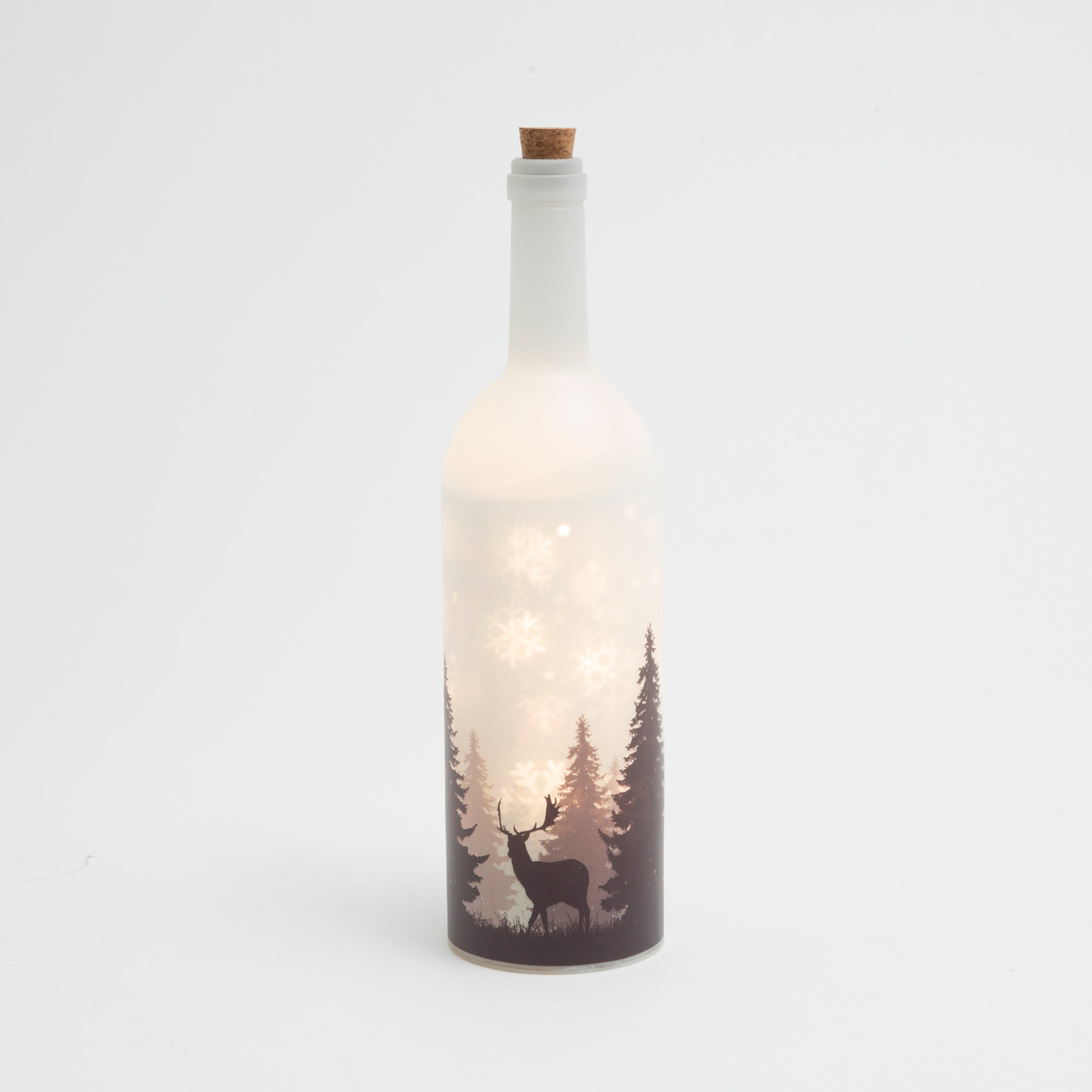 Storybook 13.39 in H Battery Operated Lighted Glass Holiday Bottle with Snowflake Design